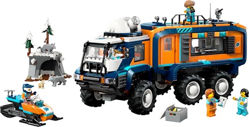 LEGO City Arktis-Truck mit Labor 60471, Erkundungsfahrzeug mit Lenkung & Federung, inkl. Schneescooter, 5 Figuren & 3 Wölfe