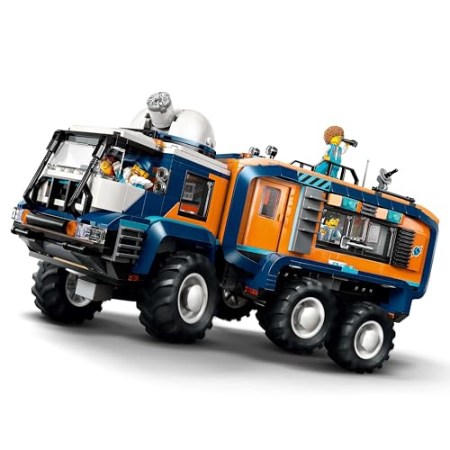 LEGO City Arktis-Truck mit Labor 60471, Erkundungsfahrzeug mit Lenkung & Federung, inkl. Schneescooter, 5 Figuren & 3 Wölfe