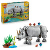 LEGO Creator 3-in-1 Wilde Tiere 31171, prächtiges Nashorn mit Vögeln, verwandelbar in Nilpferd oder Walross, Geschenk ab 9 Jahren