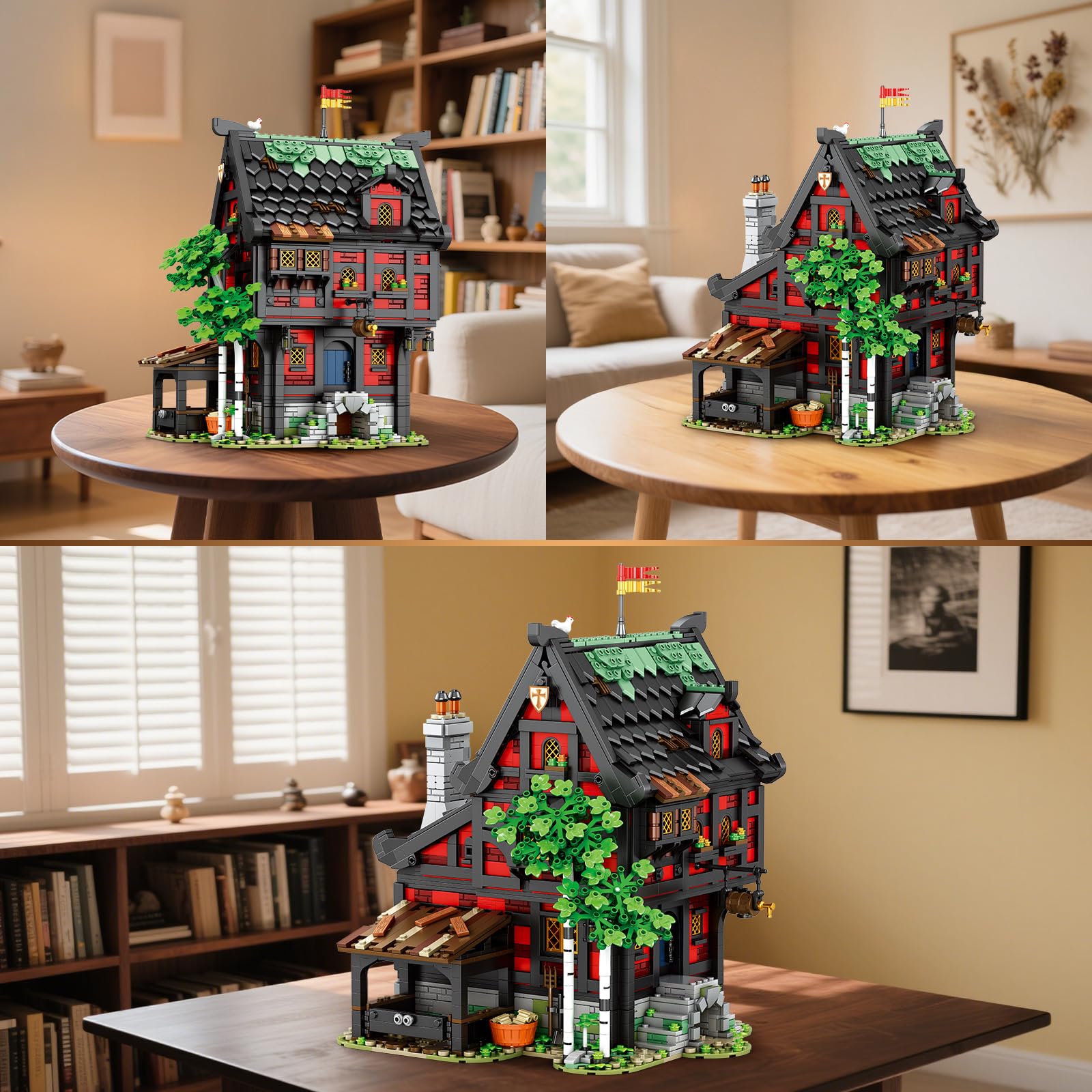 Reobrix Kreuzritter-Herberge Bauset 66017, 3214 Teile, mittelalterliches Architektur-Modell, kreatives Geschenk ab 14 Jahren