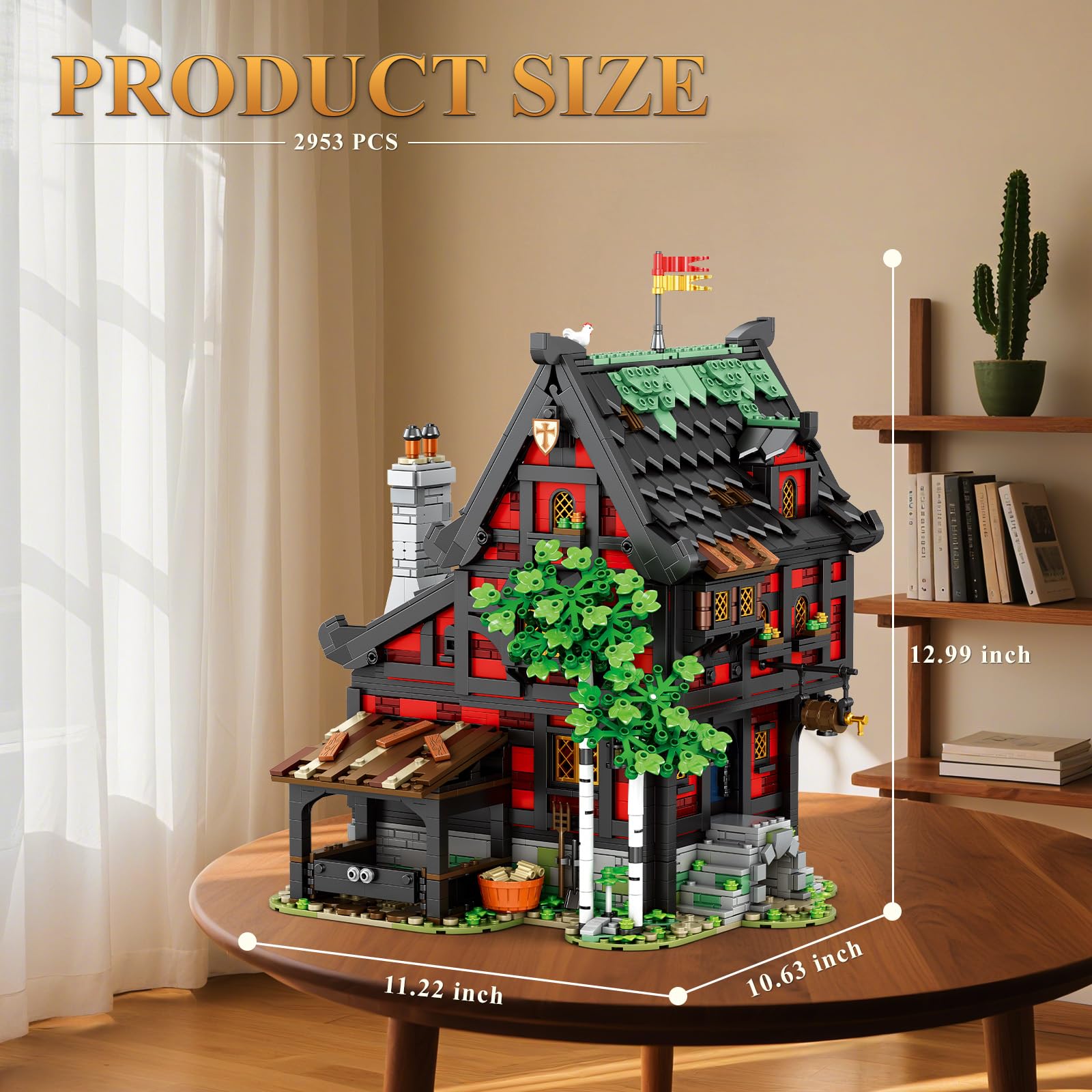 Reobrix Kreuzritter-Herberge Bauset 66017, 3214 Teile, mittelalterliches Architektur-Modell, kreatives Geschenk ab 14 Jahren