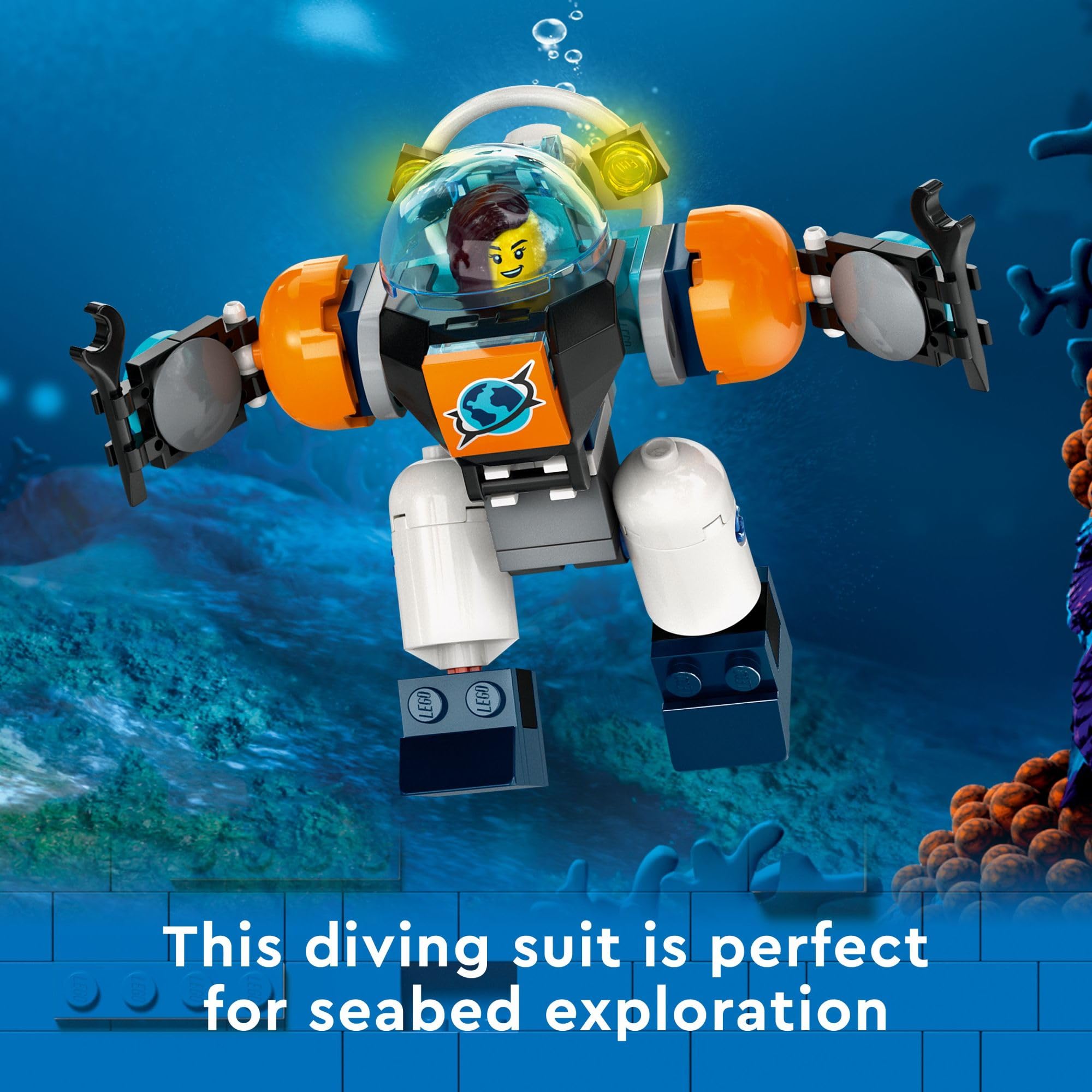 LEGO City Tiefsee-U-Boot 60379, Unterwasser-Spielset mit Schiffswrack, 6 Minifiguren & 3 Haien, Geschenk für Kinder ab 7 Jahren