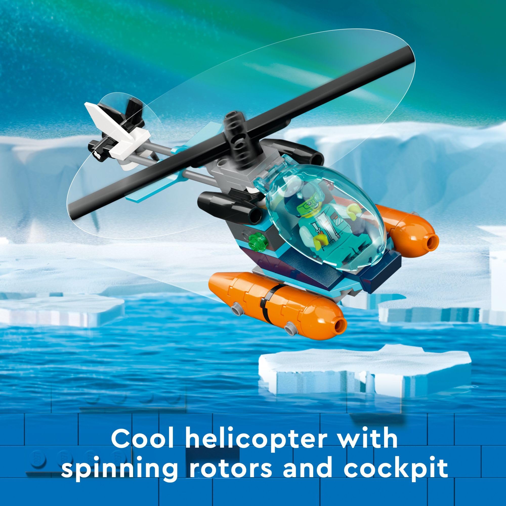 LEGO City Arktis-Forschungsschiff 60368, schwimmendes Spielzeug-Boot mit Hubschrauber, Schlauchboot & ROV-Sub, ab 7 Jahren