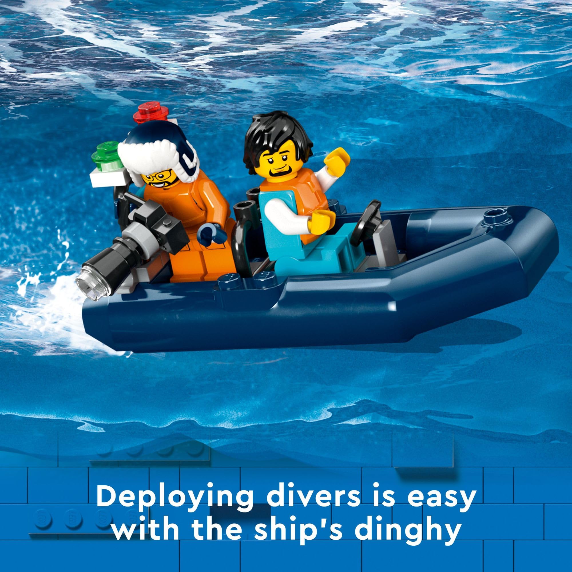 LEGO City Arktis-Forschungsschiff 60368, schwimmendes Spielzeug-Boot mit Hubschrauber, Schlauchboot & ROV-Sub, ab 7 Jahren
