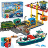 HOGOKIDS City Hafen mit Containerkran, Schiff, Zug, LKW & 4 Container, Technik Bauspielzeug für Kinder & Erwachsene ab 8 Jahren