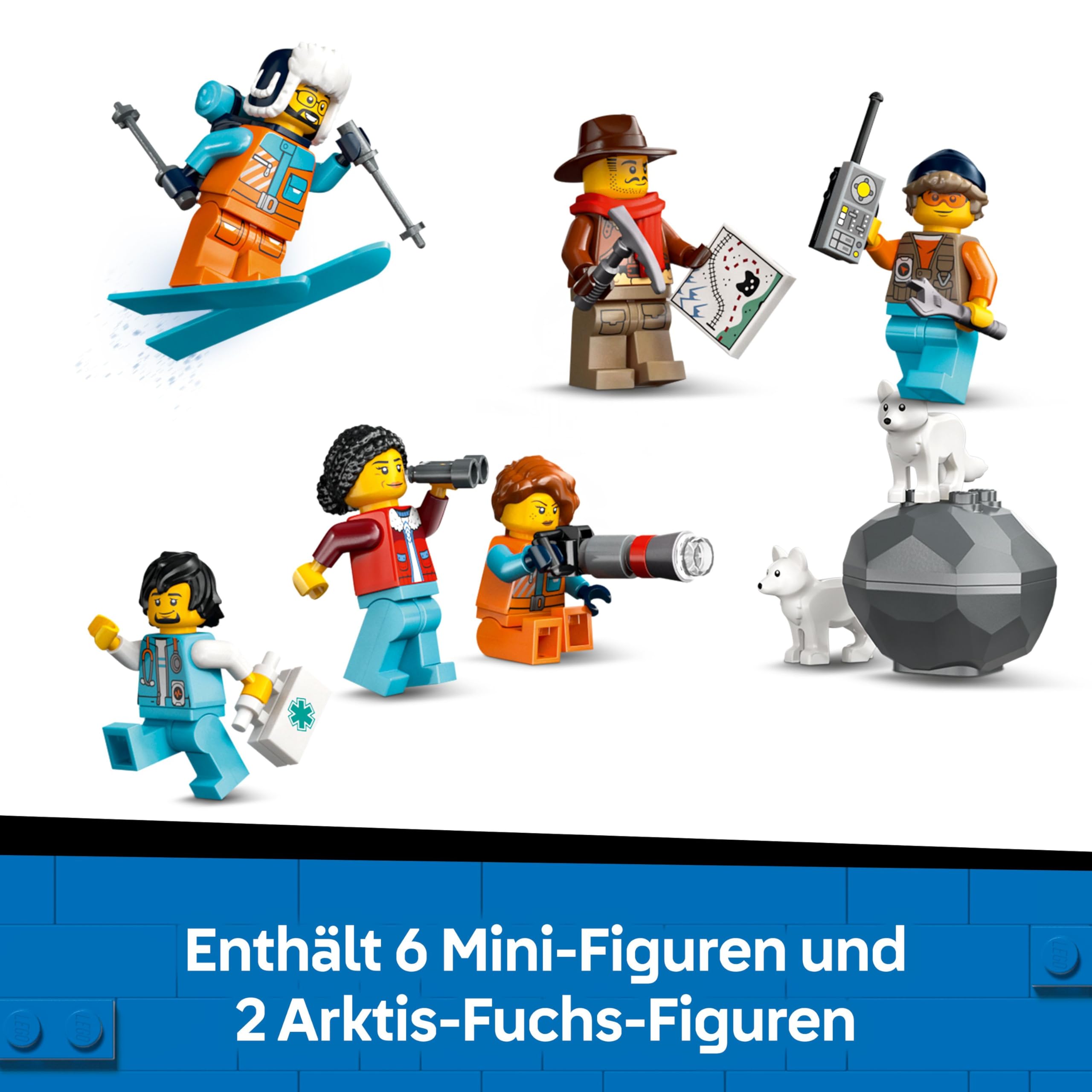 LEGO City Polarexpress Zug 60470, ferngesteuerter Zug mit Schneepflug, 22 Schienen, 6 Figuren & Felssturz-Funktion, ab 7 Jahren